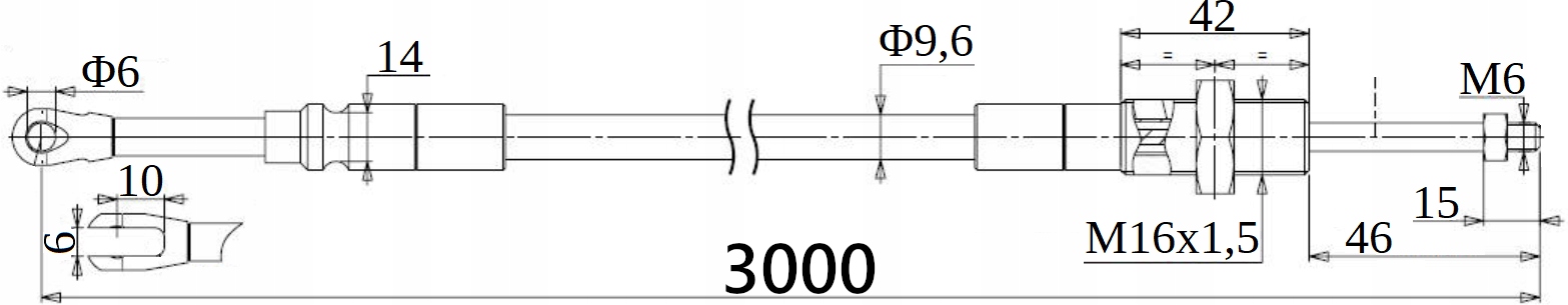 3062.IND - Трос с вилками 3000 мм рычага для распределителя