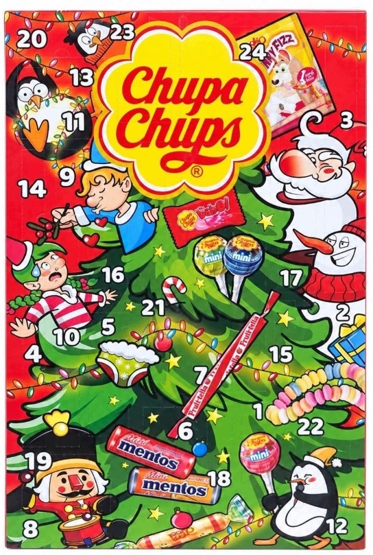Адвент-календарь Chupa Chups для детей, 24 окошка с леденцами и сладостями 180 г