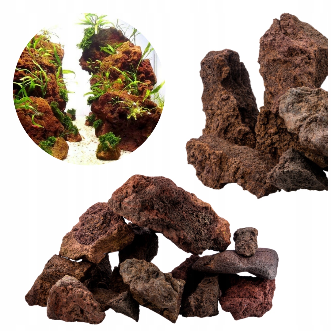 Kameny do akvária Vulkanická láva Hnědá 24 kg