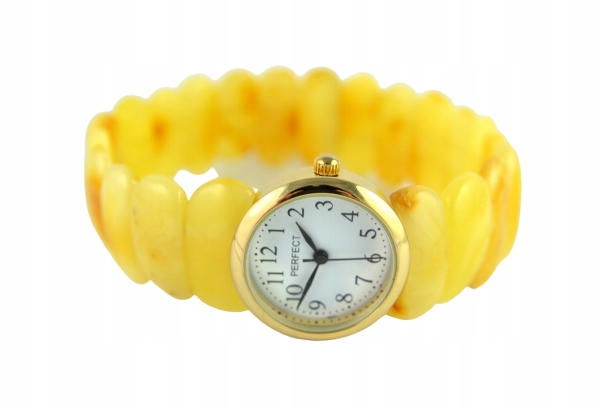 ZEGAREK Z NATURALNEGO BURSZTYNU MLECZNY