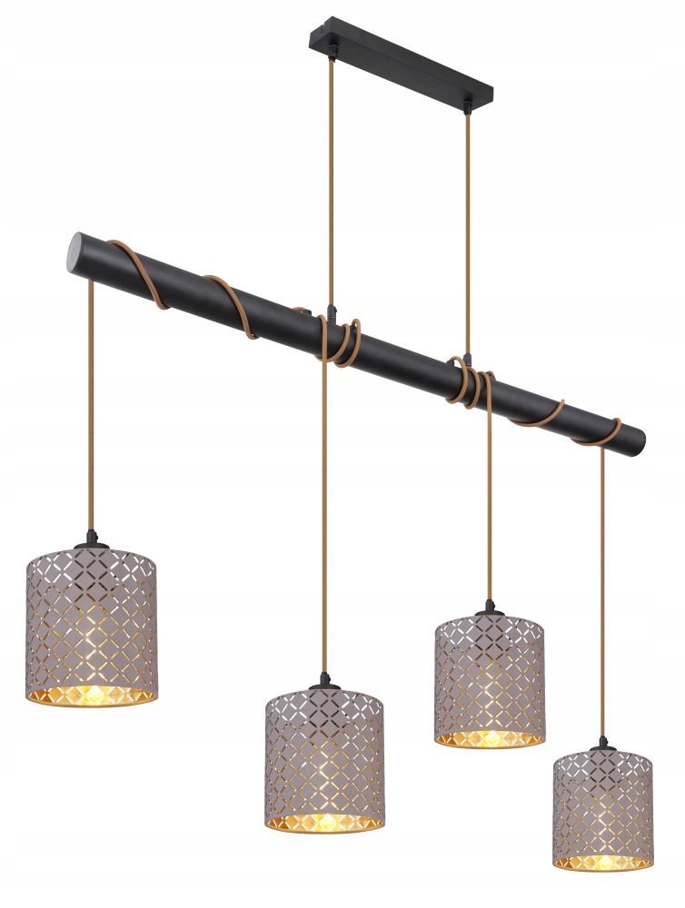 Závěsná lampa Cindy Globo černá matná s šedými stínítky