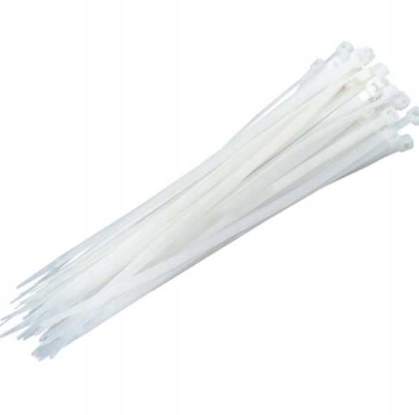 BARDZO MOCNE OPASKI ZACISKOWE TRYTYTKI TRYTKI KABLOWE BIAŁE 8×400mm 100SZT