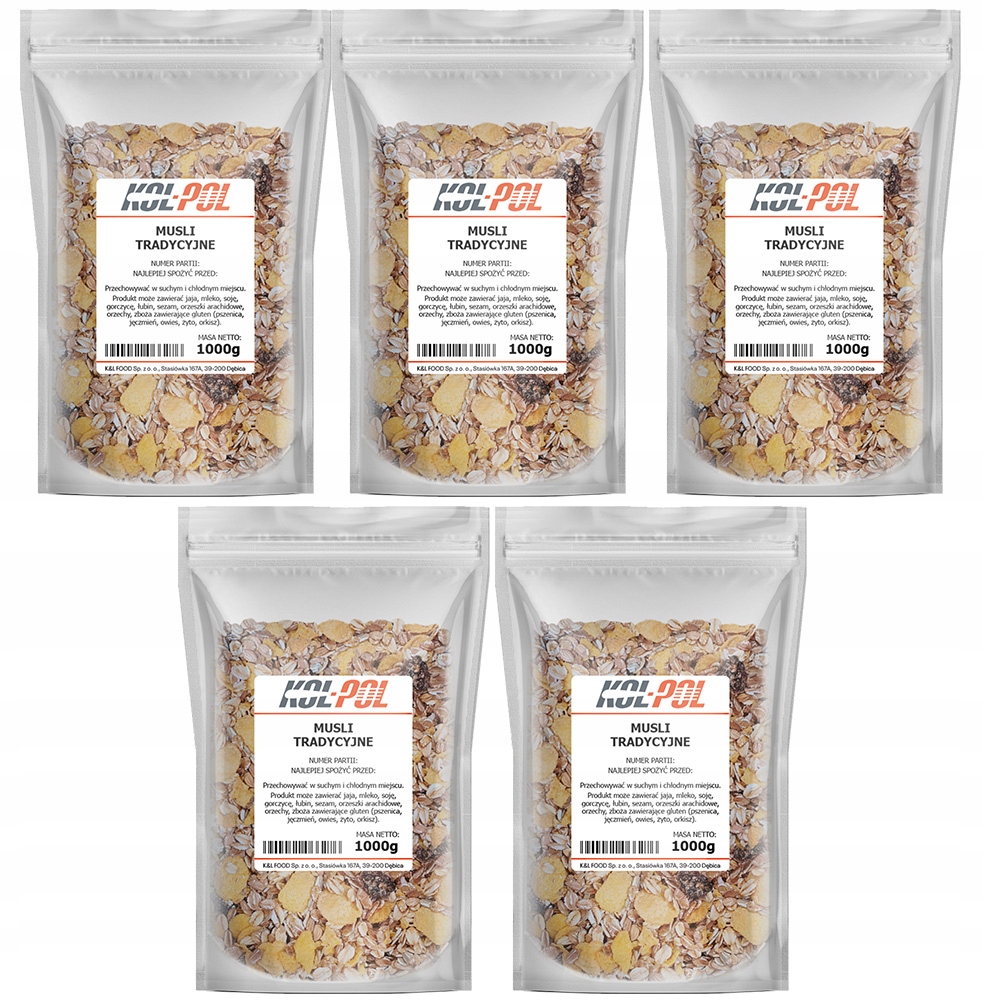 Levně Tradiční Musli 5kg Přírodní snídaně zdravé vločky ovoce dieta Kol-Pol