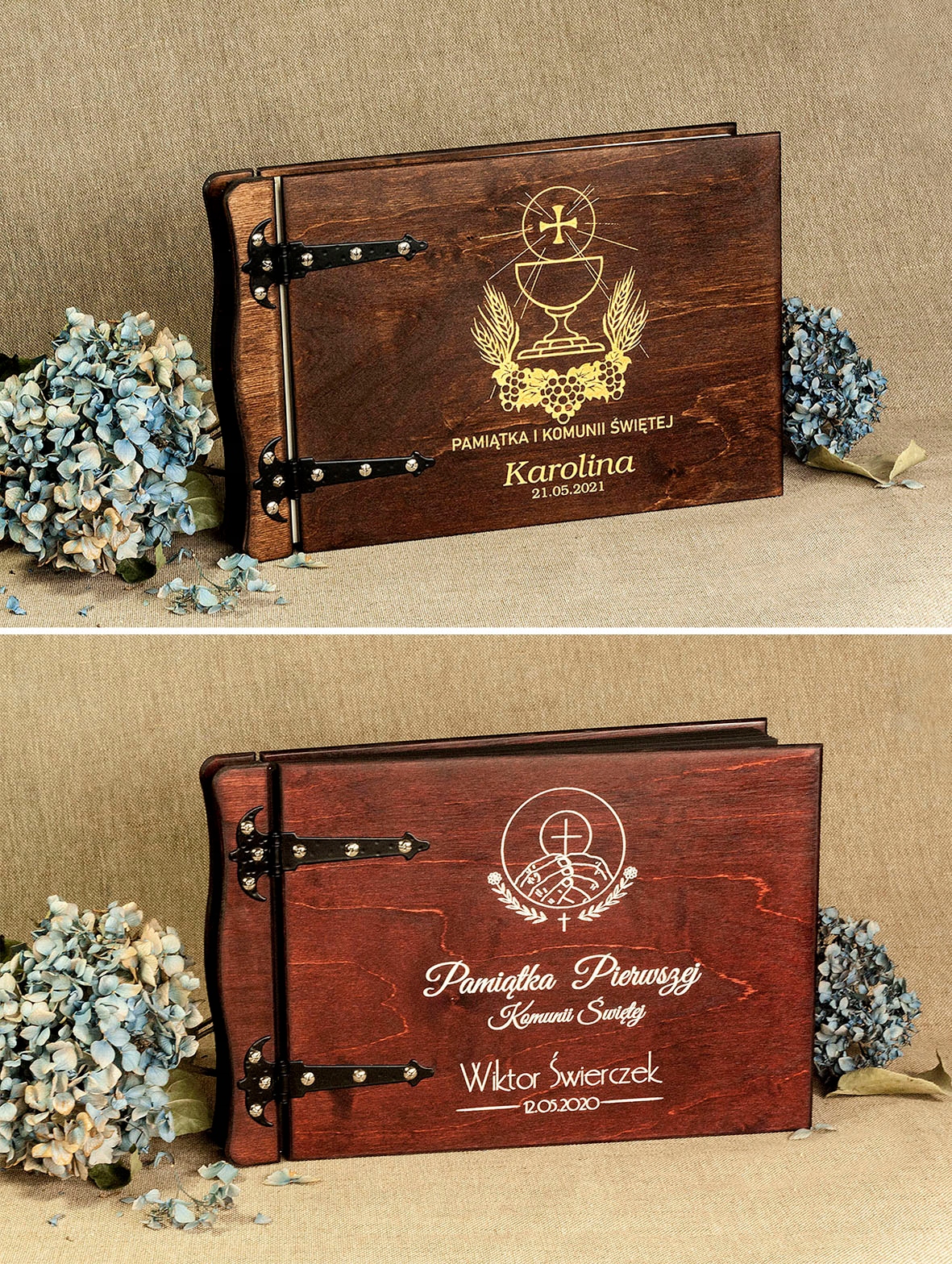ALBUM DREWNIANY NA ZDJĘCIA KOMUNIA ŚWIĘTA Model ARTKEY-021