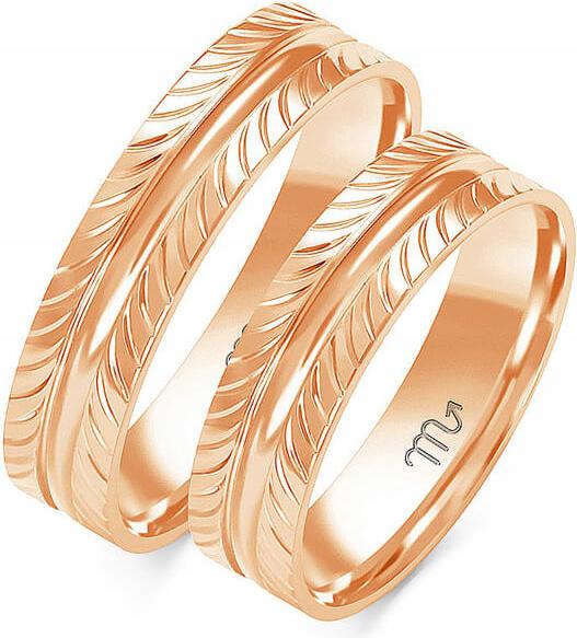 svatební prsteny z růžového zlata 14K 585 vel 35 36 37 módní svatební kolekce