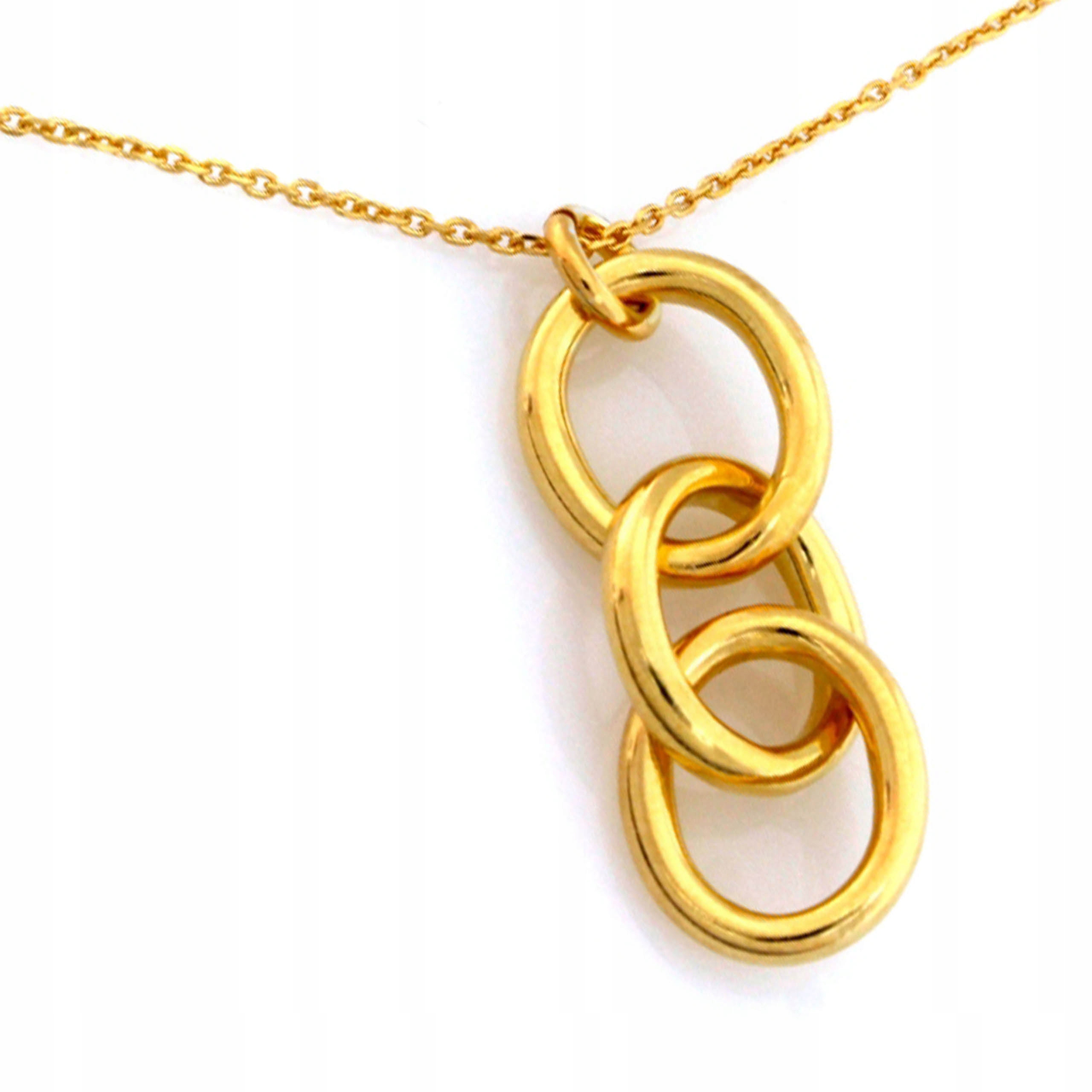 Stříbrný pozlacený náhrdelník 925 Pletené Kroužky s přívěskem, módní vzor