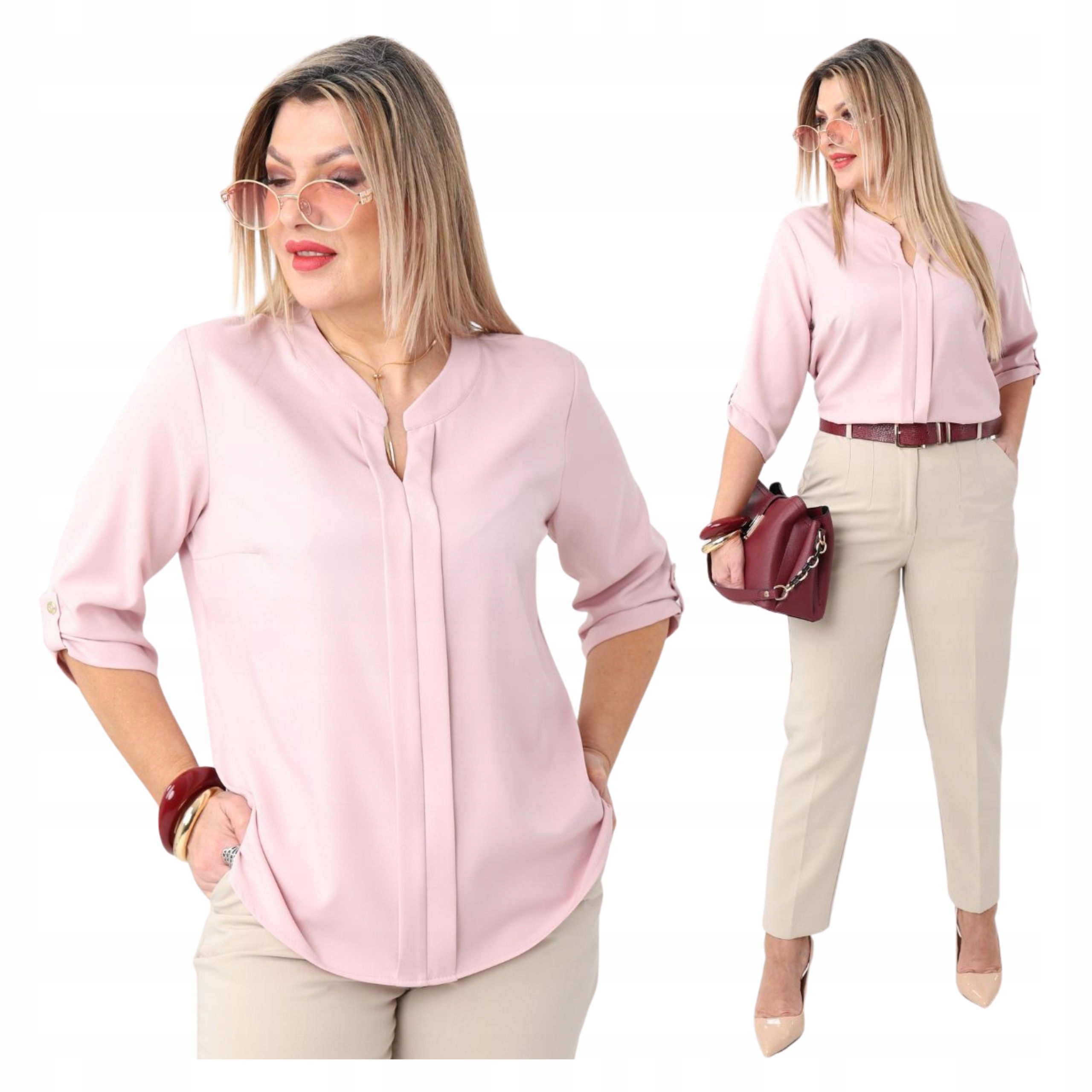 Bluzka Wizytowa Z Plisą Polski Producent Duże Rozmiary