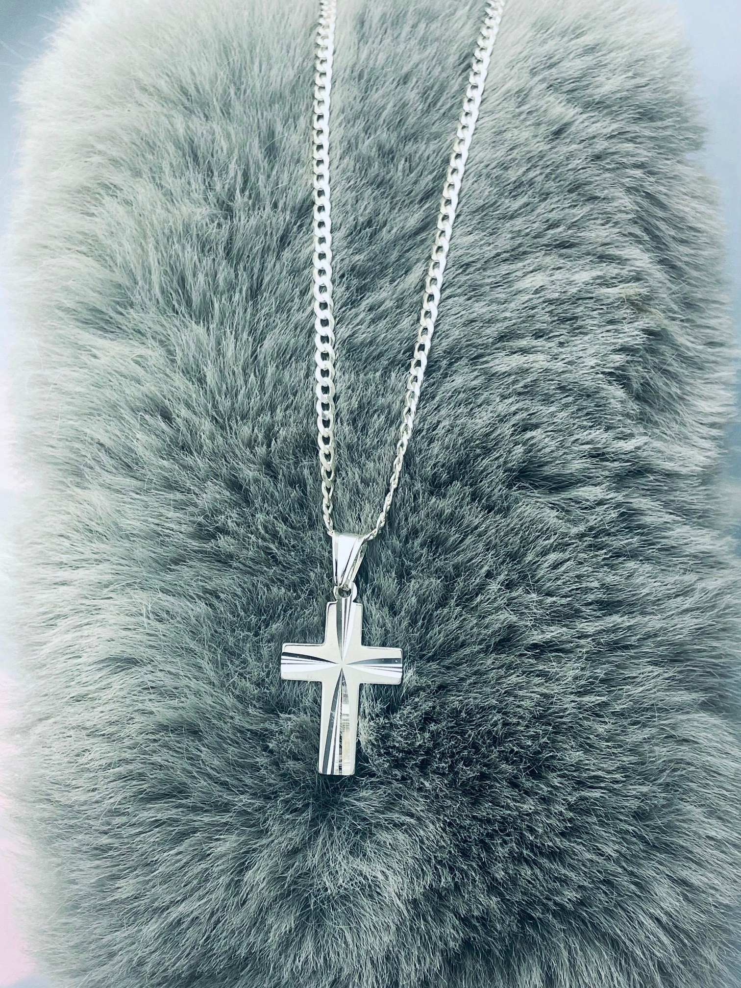 Stříbrný komplet náhrdelník řetízek pancíř přívěsek křížek velký křížek