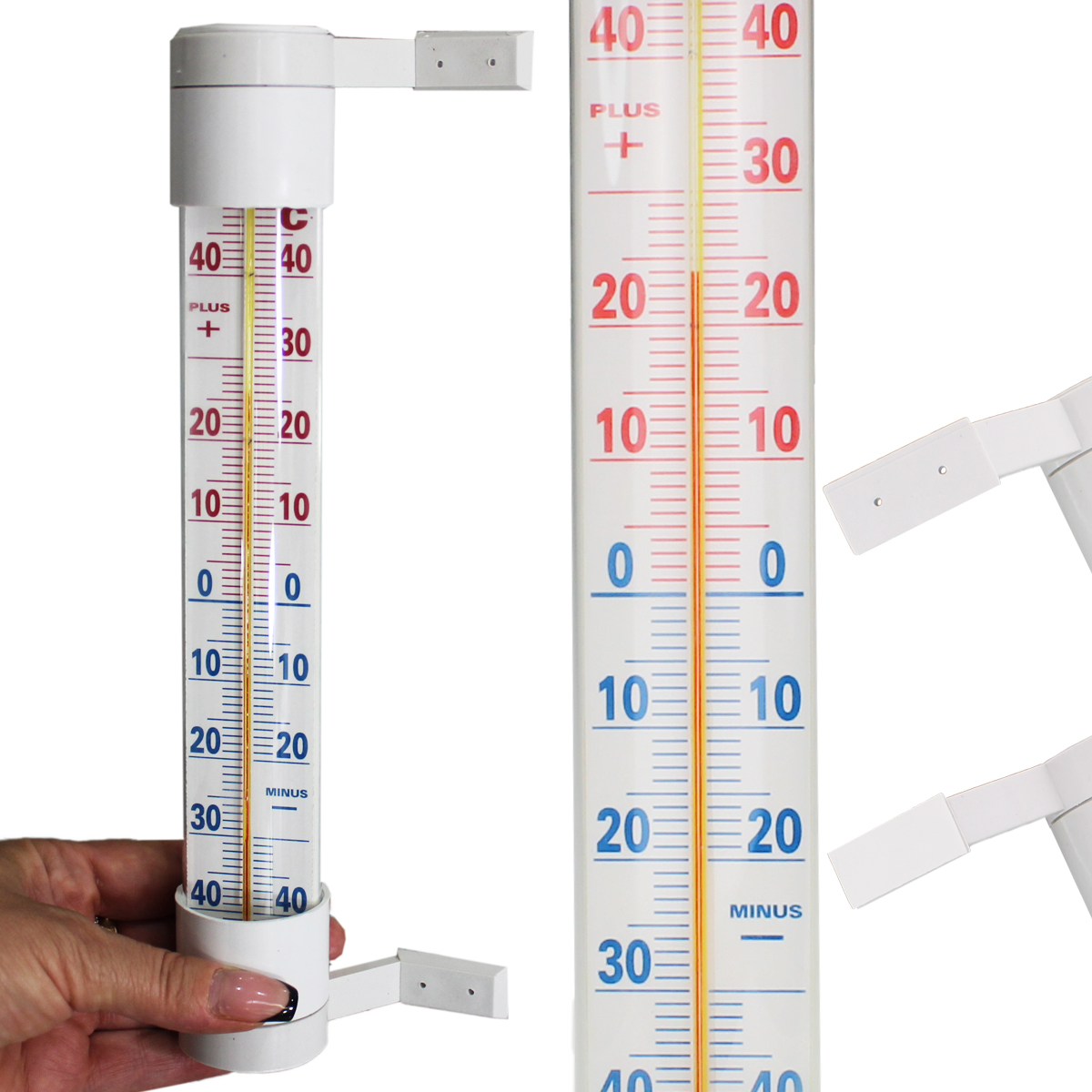 TERMOMETR ZEWNĘTRZNY OKIENNY ŚCIENNY DUŻY XXL WEWNĘTRZNY Kolor biały
