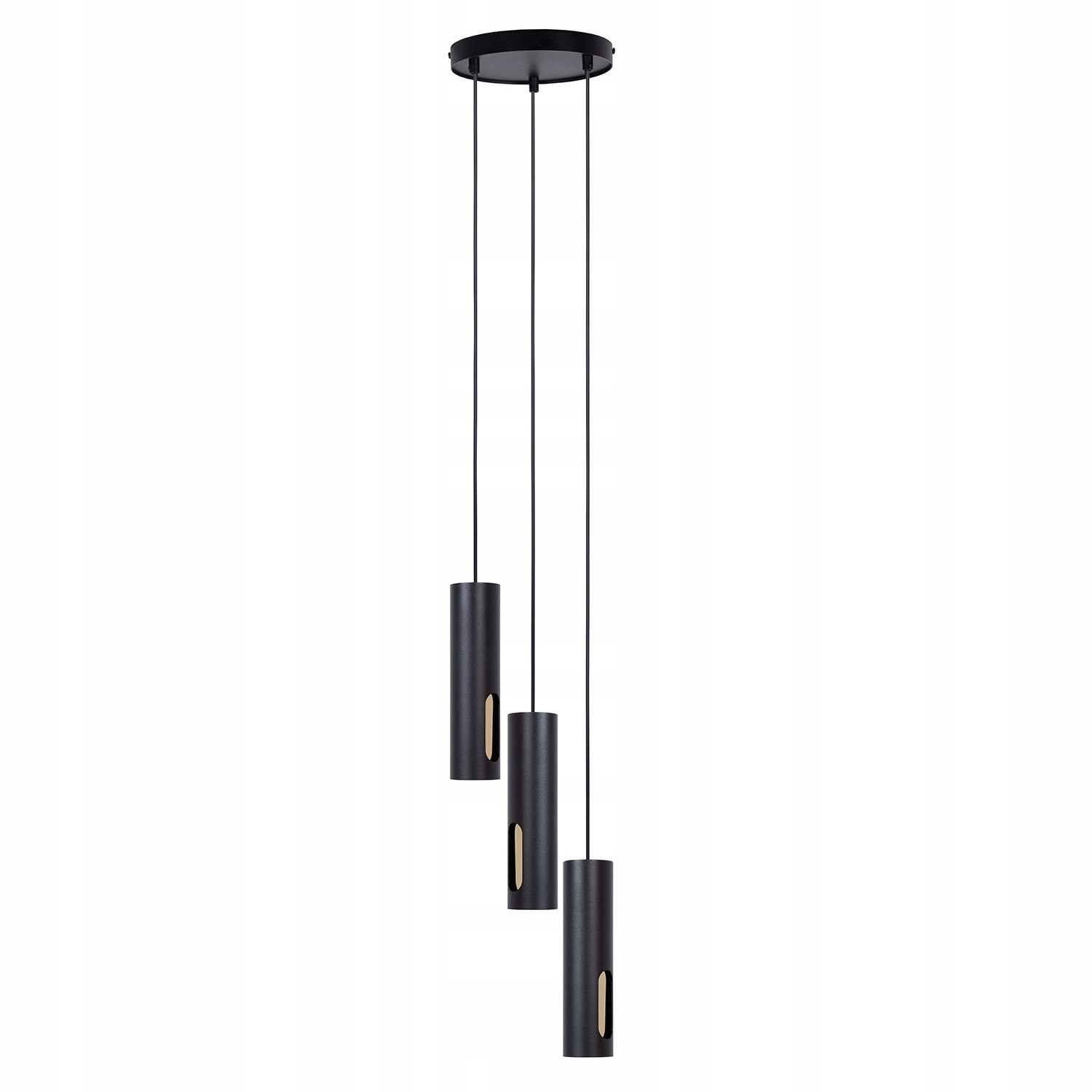 Moderní závěsná lampa z černého zlata 3 tuby nad stůl, kulatý ostrov Sigma