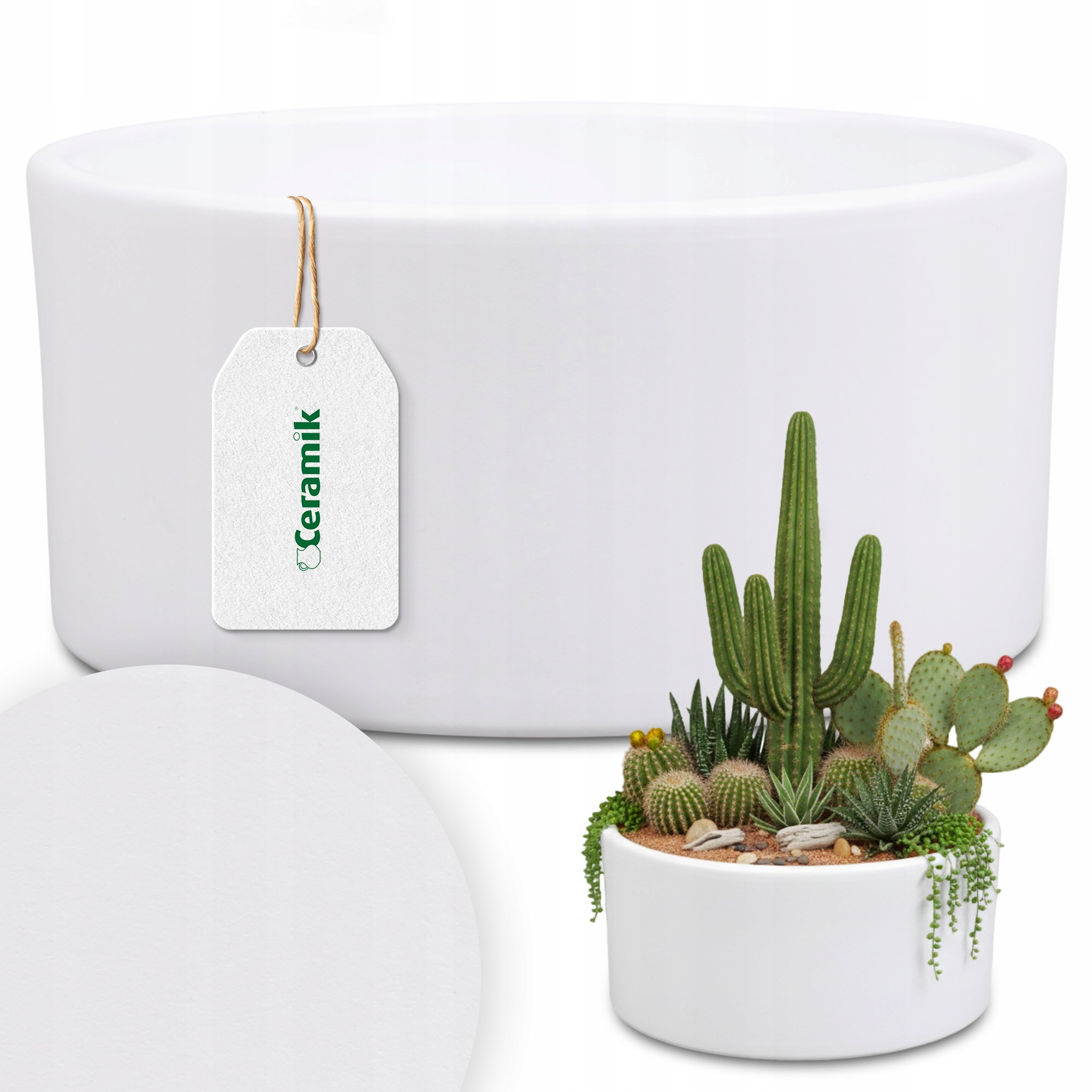 OSŁONKA DONICA DONICZKA CERAMICZNA DO ROŚLIN KWIATÓW BIAŁY MAT 18CM