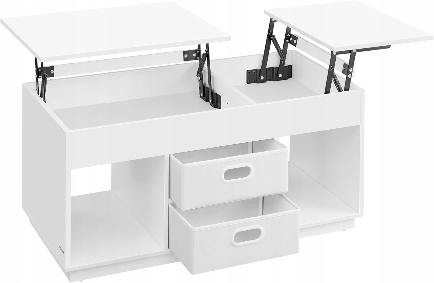 Konferenčný stolík s 2 zásuvkami a skrytými úložnými priestormi, biely