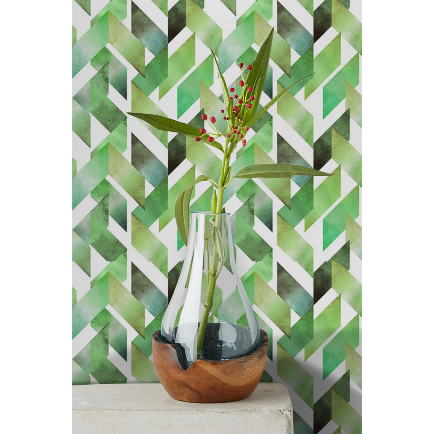 

Fototapeta ścienna Zielone kwiaty akwarele 250x250