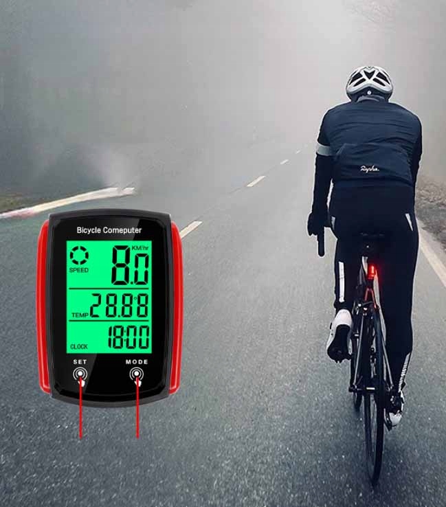 Licznik rowerowy termometr tryb noc PRĘDKOŚCIOMIERZ LCD PRO Rodzaj przewodowy