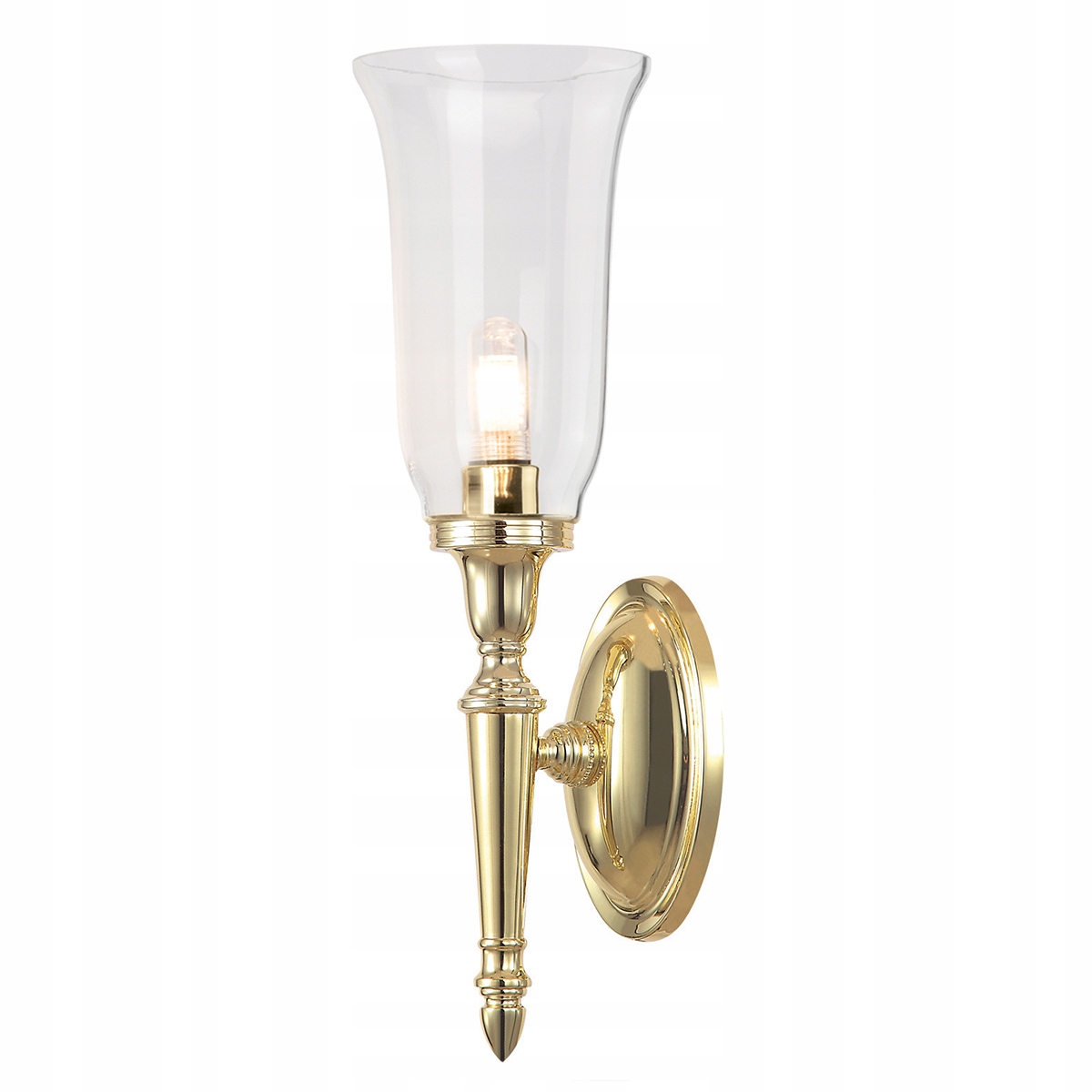 Mosadzná nástenná lampa s podlhovastým skleneným tienidlom do spálne glamour Elstead