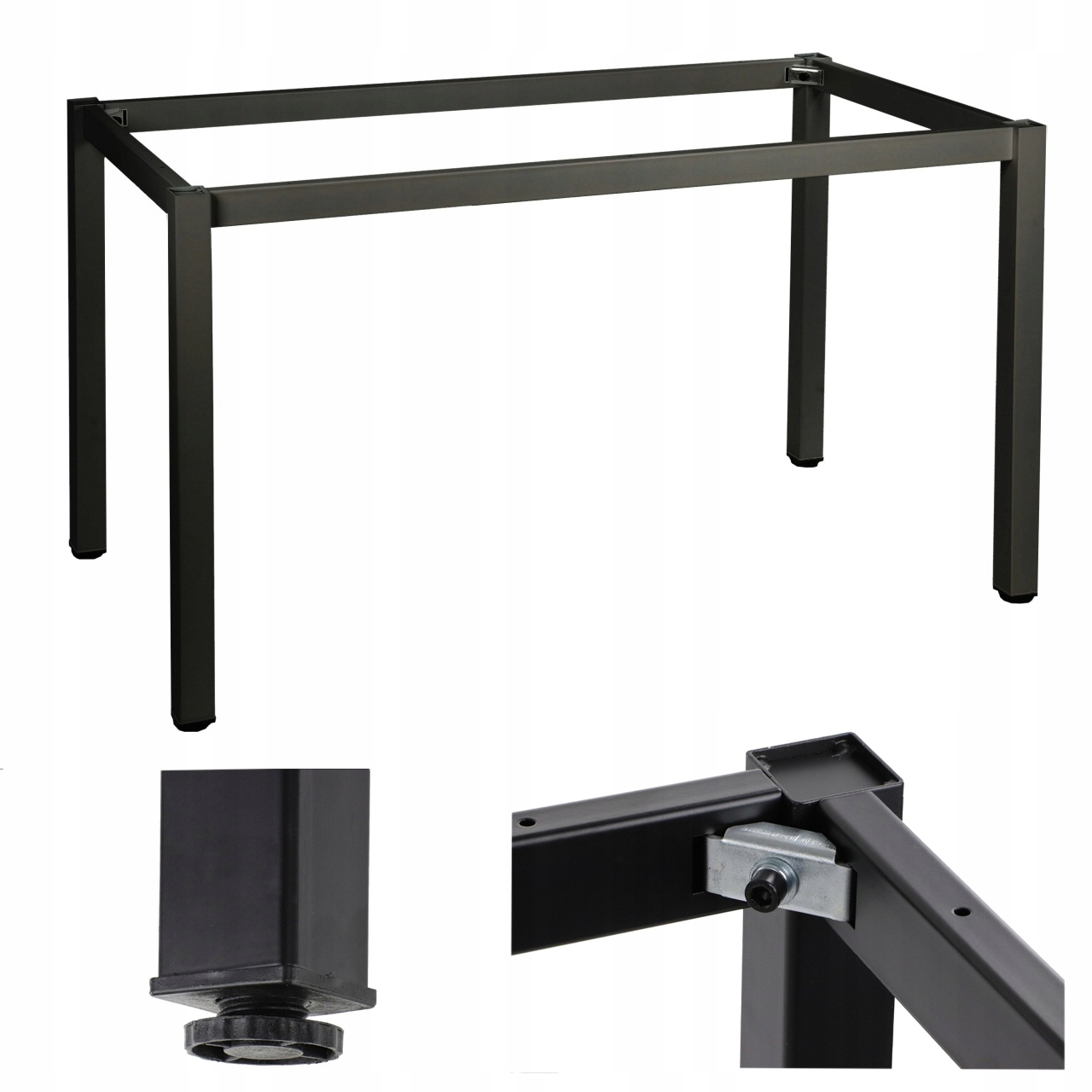 Stelaż Ramowy 116X56 CM Z Kwadratowymi Nogami, Czarny