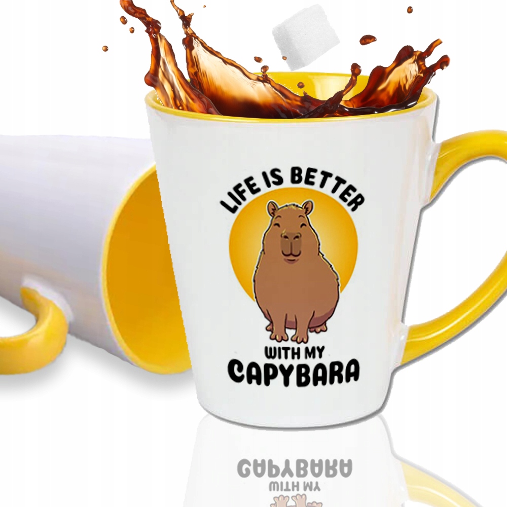 

Kubek Żółty Latte Capybara Kapibara Wz