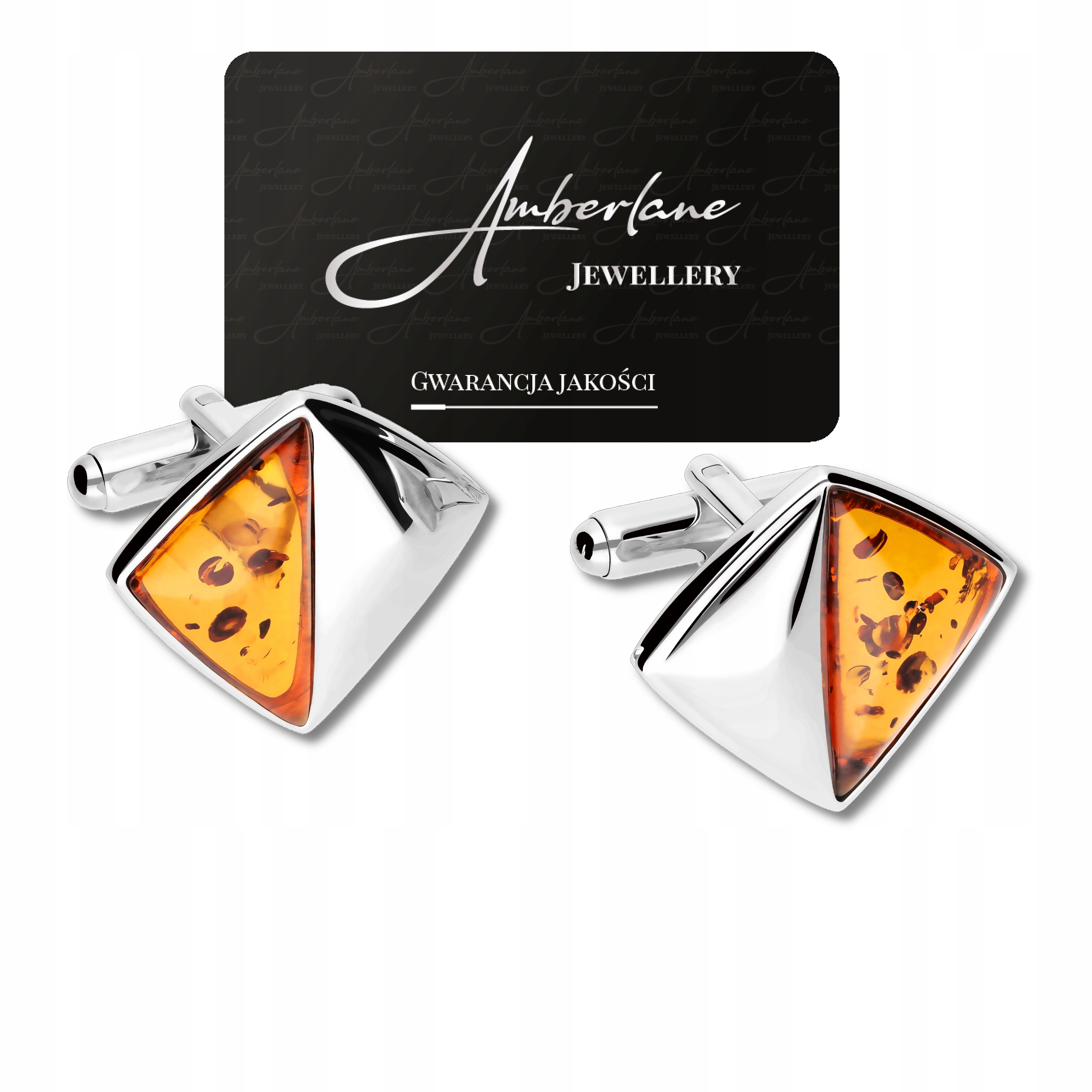 Stříbrné Manžetové Knoflíčky S Koňakovým JANTAREM*elegantní pánský doplněk