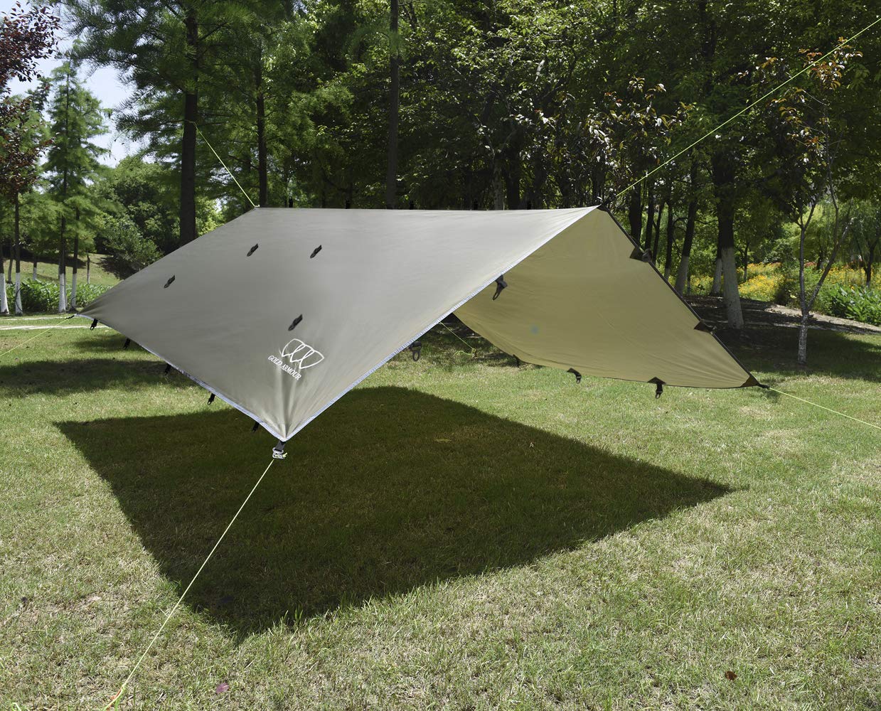GOLD ARMOUR Tarp Wodoodporny Lekki Namiot Campingowy 10x10ft Zielony — miniatura 5