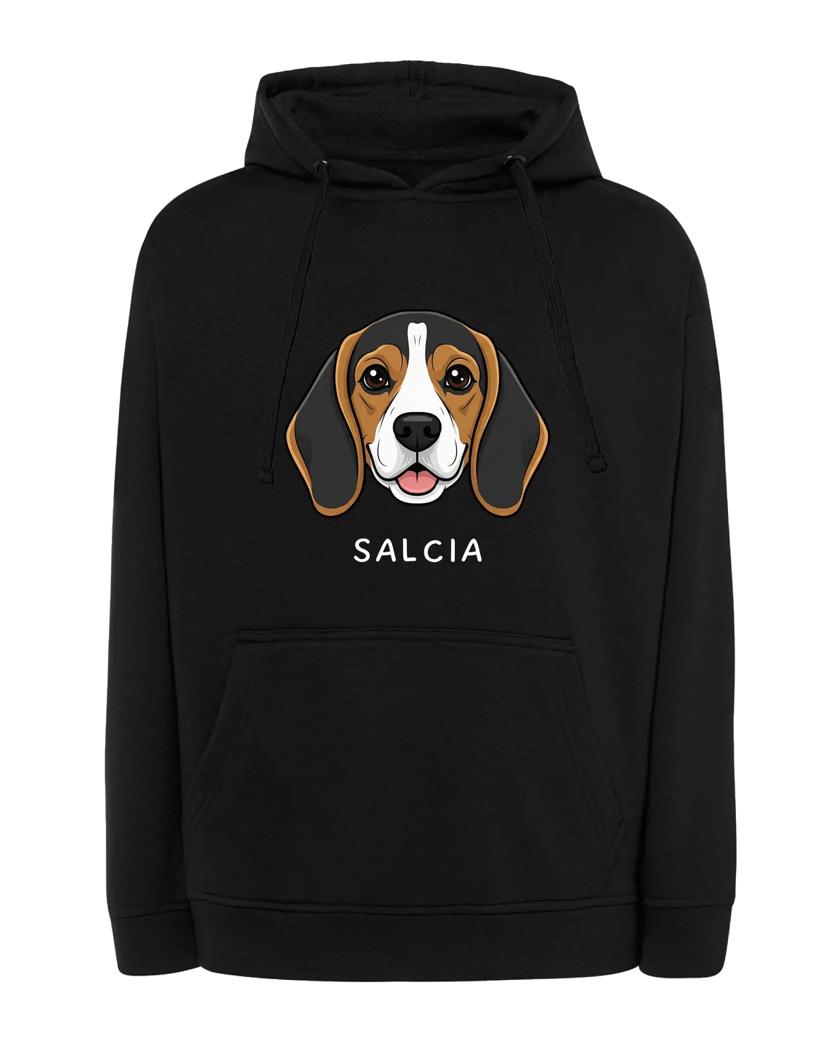 Mikina s kapucí Beagle Personalizovaná Pupil Pes Černá M