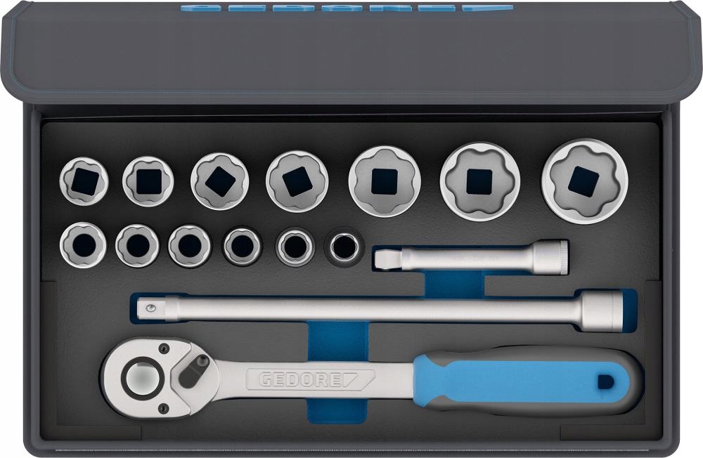 Sada nástrčiek Tc 19-MU-10 v textilnom puzdre, cenový profil 1/2" Gedore