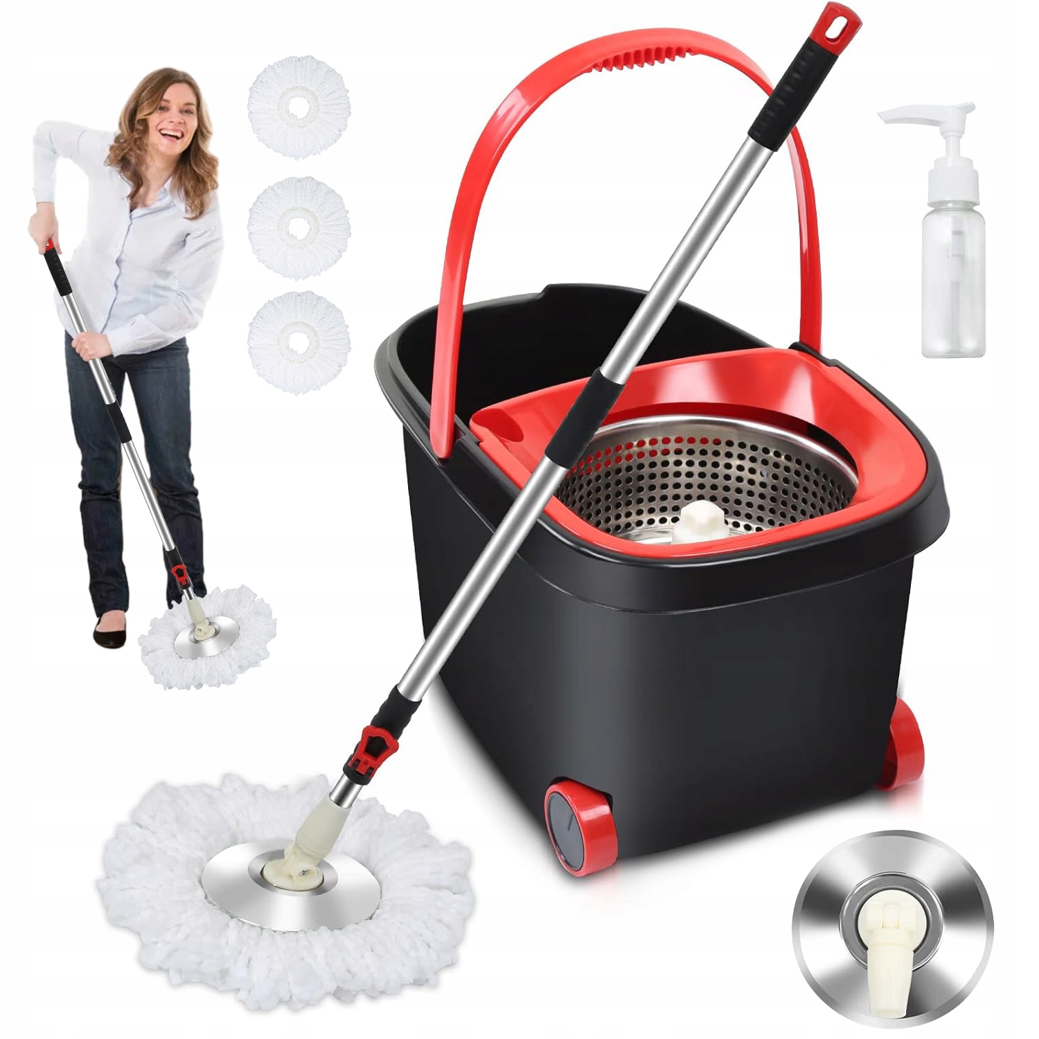 Sada Mopu S Kbelíkem 2V1 7.5 L 360° Regulace 95-125 CM Kolečka Rukojeť