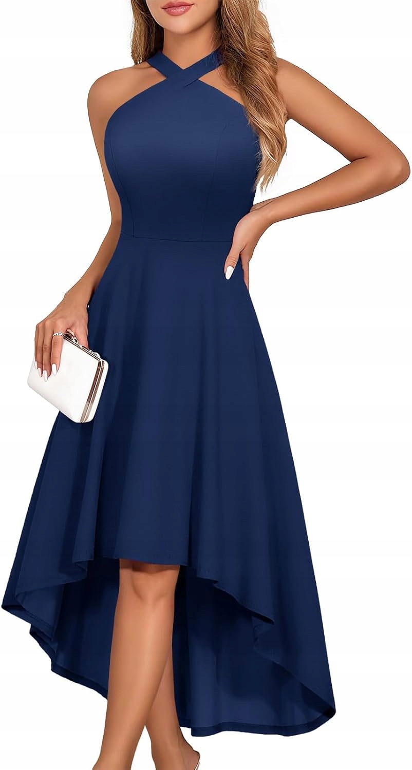 Šaty Večerní Elegantní Tmavě modrá High-Low Velikost S