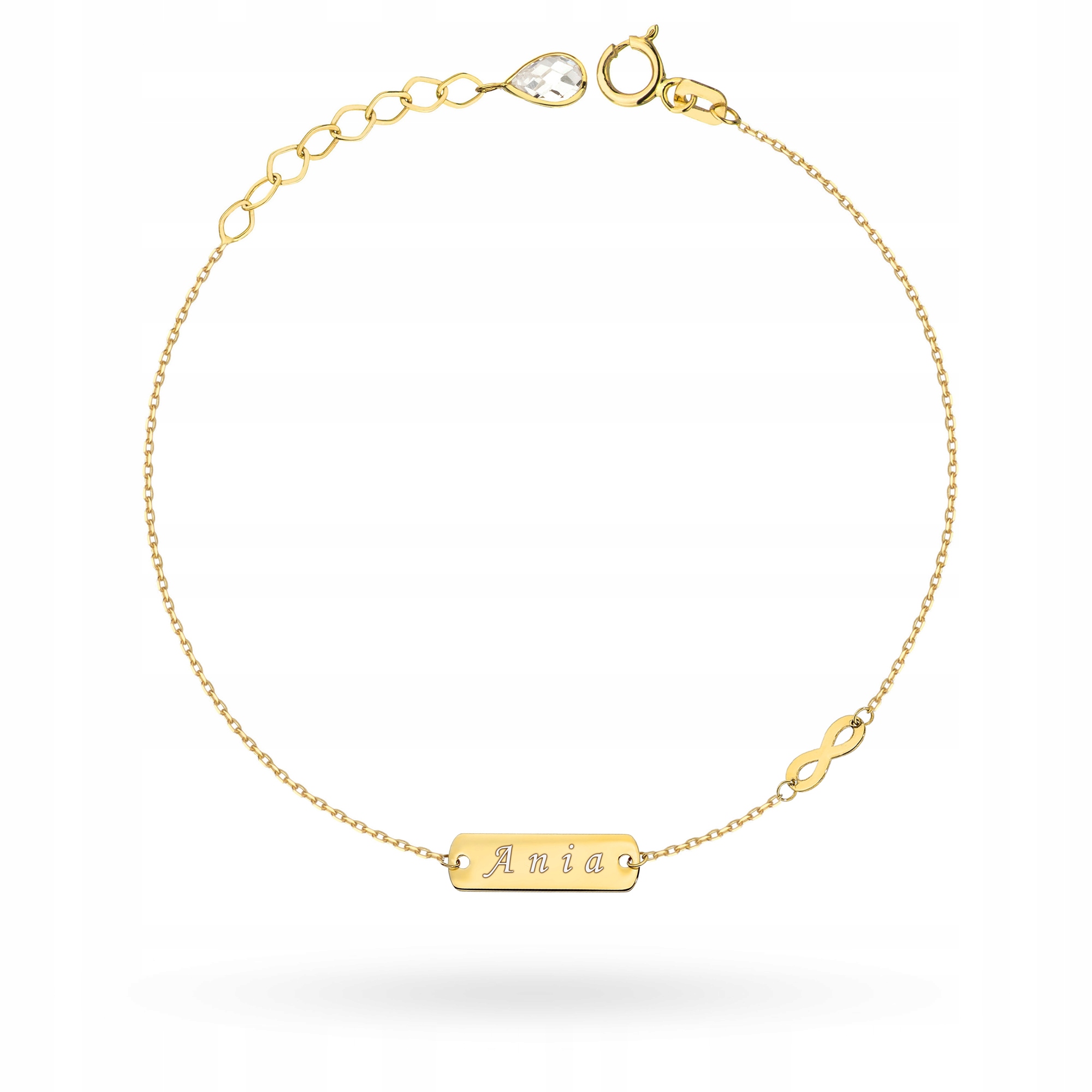 Zlatý Náramek Dámský pr. 585 Plech Znamení nekonečna Gravírování 14k