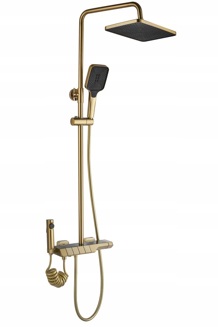 Sprchová Sada Zlatý Kartáčovaný Termostat