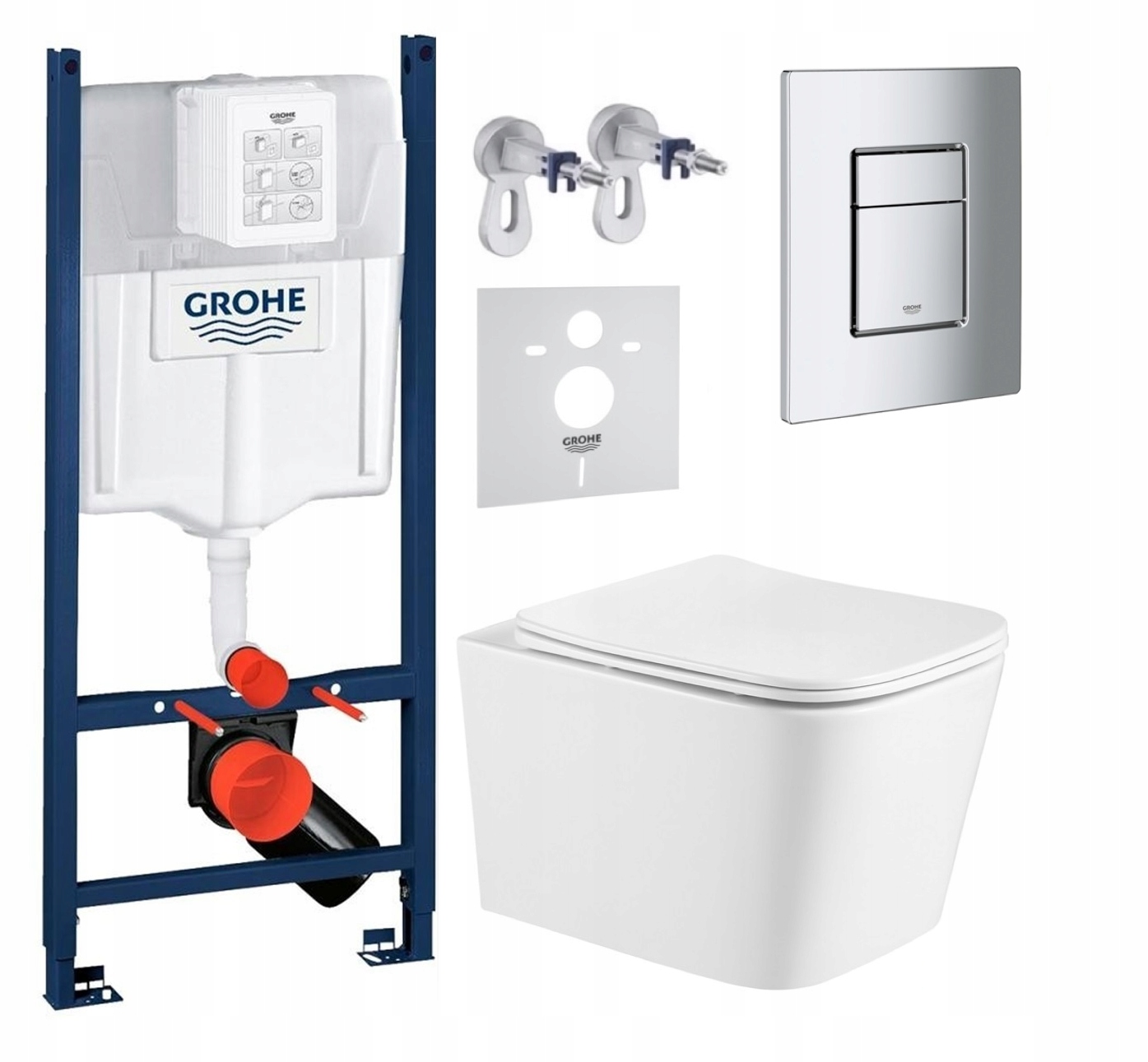 Sada Wc roštu Grohe Rapid s Wc misou Tornado Alba a tlačidlom chróm