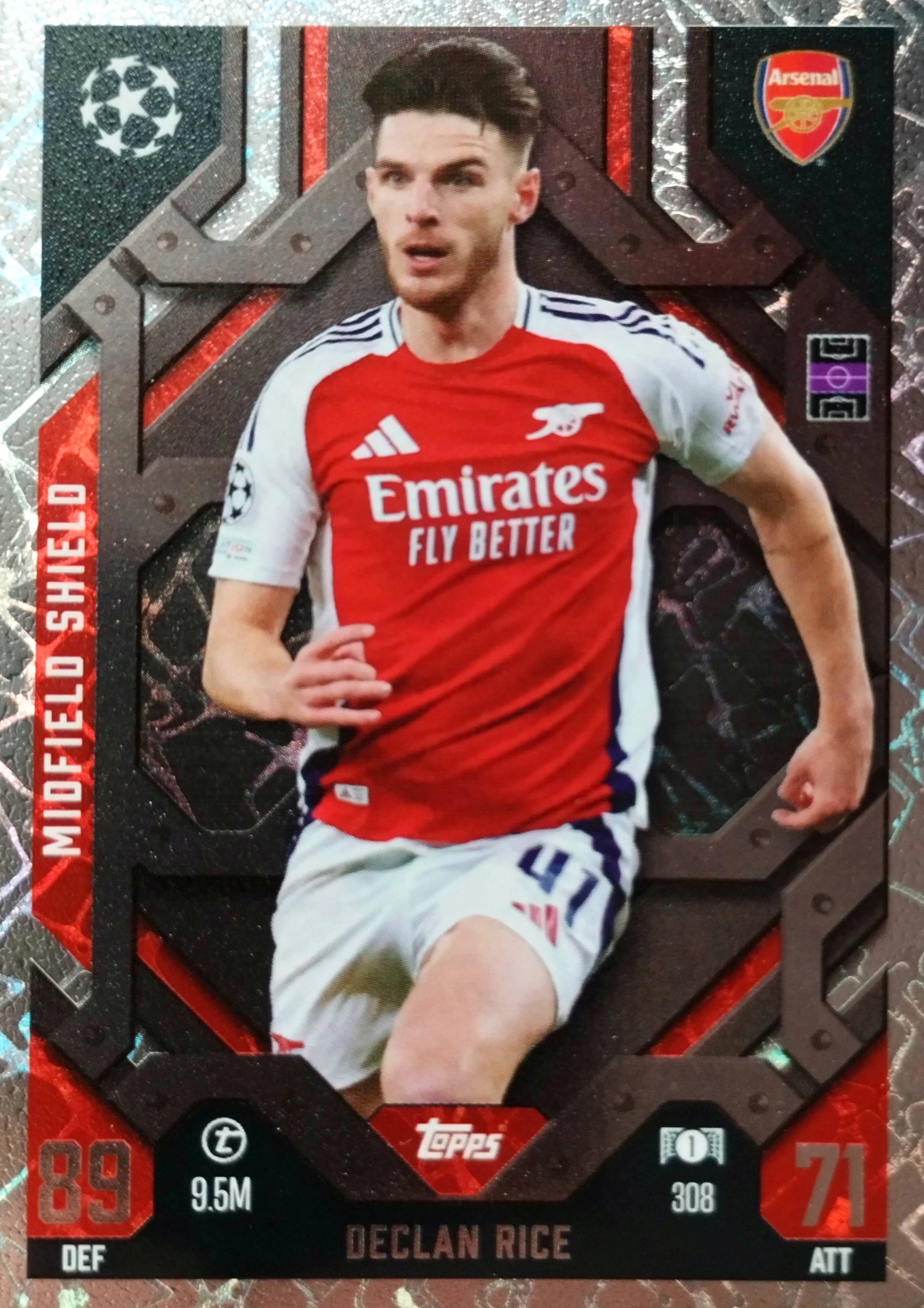 Match Attax Extra 2024/25 2025 Midfield Shield 308 Declan Rice Arsenal