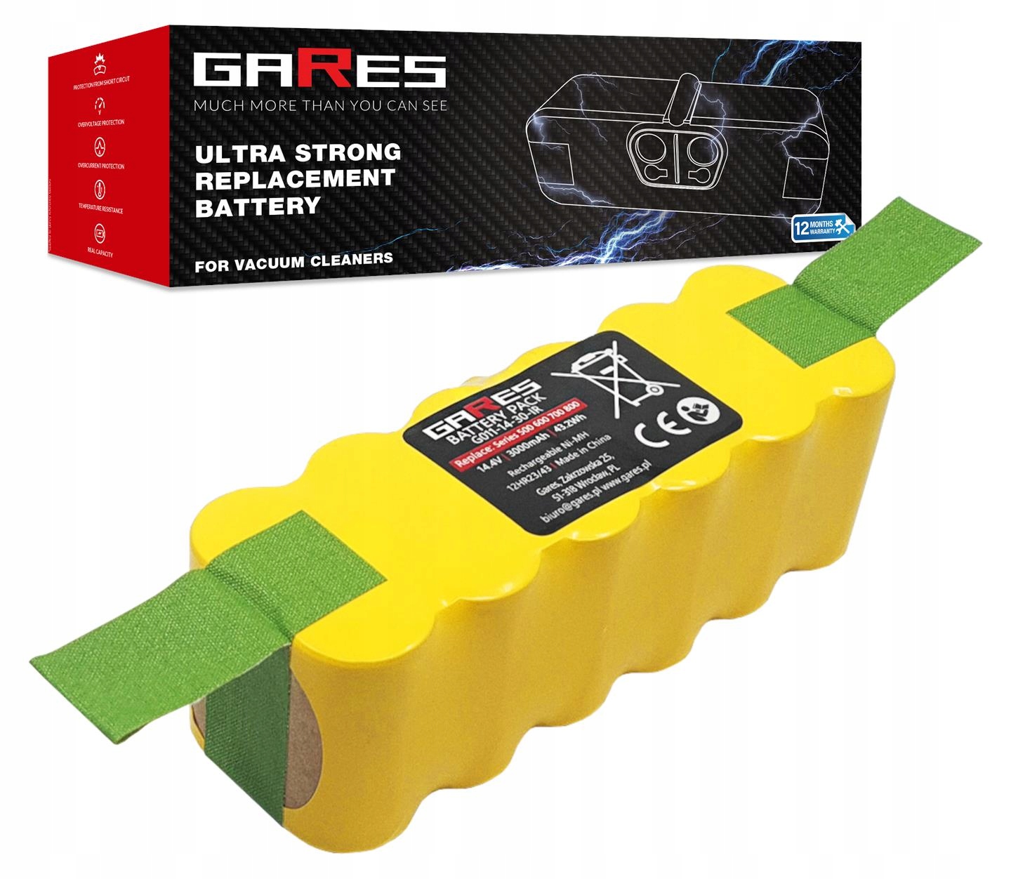 Baterie Akumulátor pro iRobot Roomba 760 770 772 776 780 782 14,4V 3000mAh