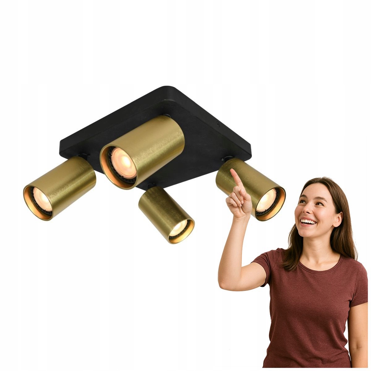 Stropní reflektor Nesto 4xGU10 Černý Mosaz Italux