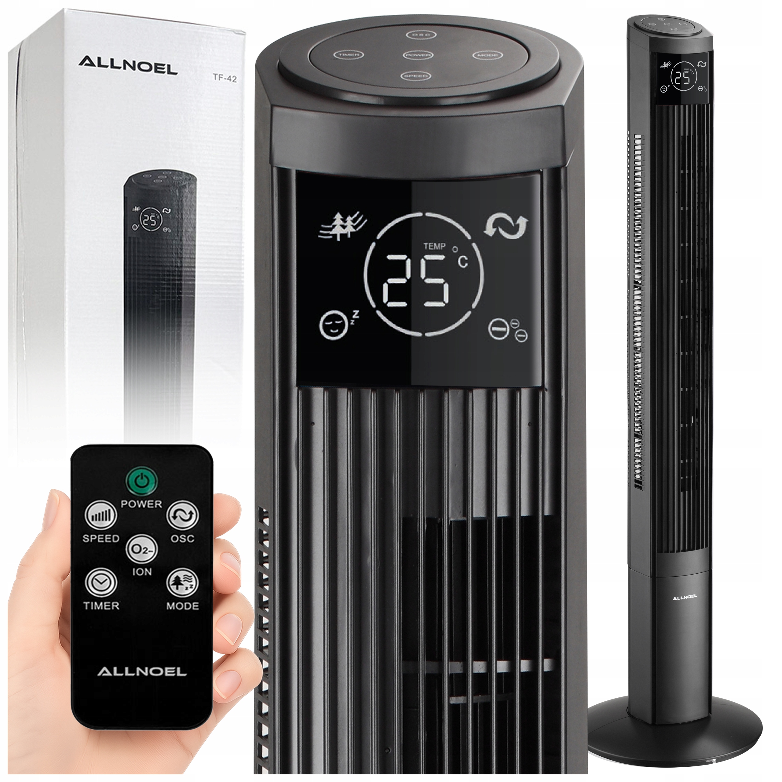 Stojanový sloupový podlahový ventilátor Tichý ventilátor Ionizace 10 m 124 cm