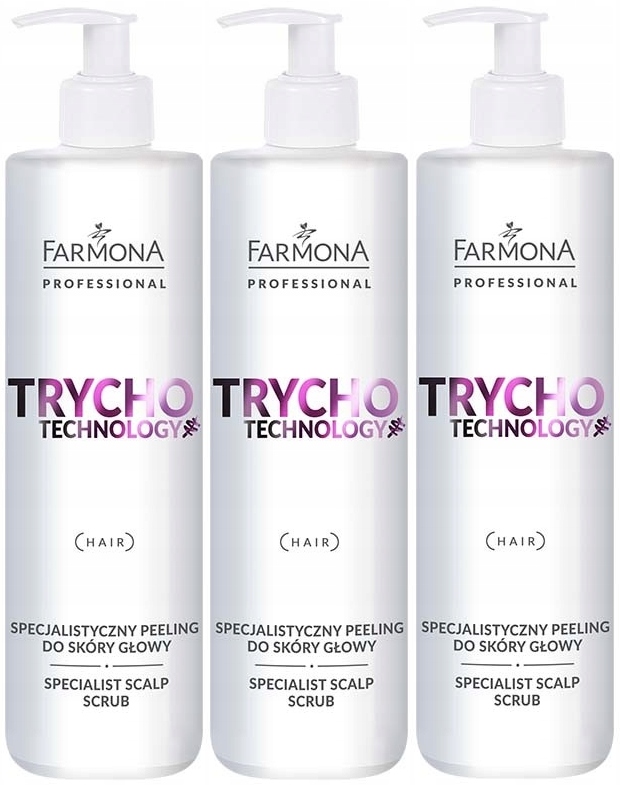 Sada 3x Farmona Trycho Technology peeling na pokožku hlavy Měkkost vlasů