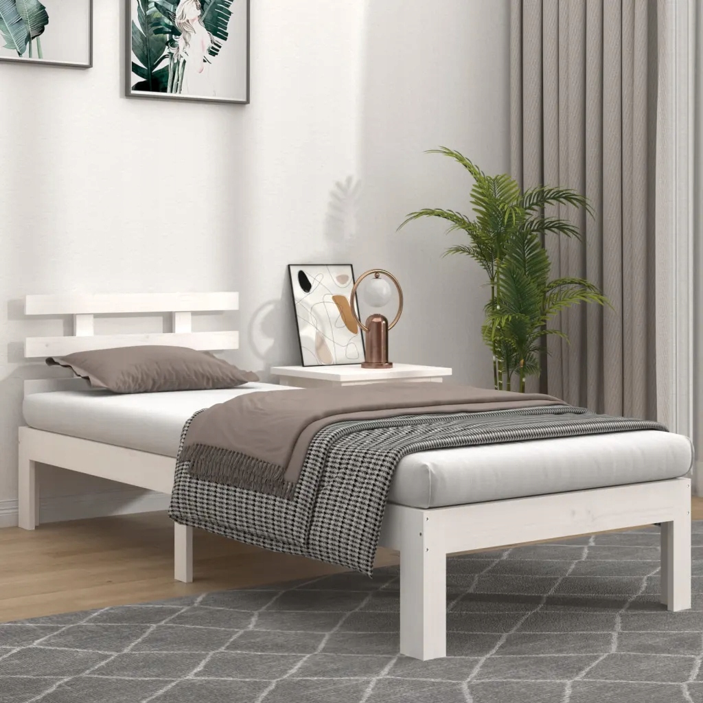 Rám postele bílý masivní dřevo 90 x 200 cm Bílá 814740
