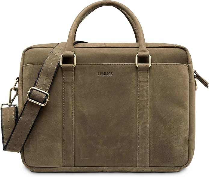 Kožená aktovka taška na notebook 16 Leabags Vintage přírodní buvolí kůže