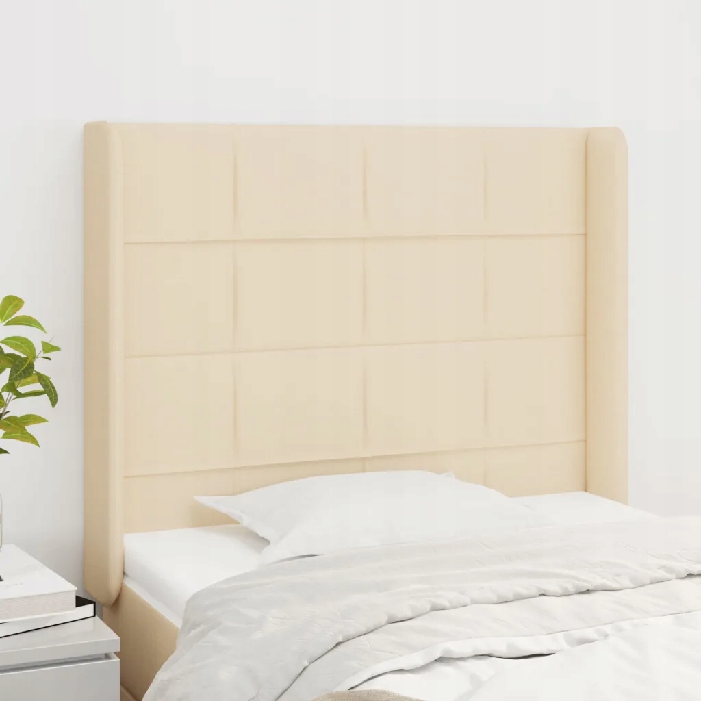 Čelo postele typu ušák krémové 103x16x118/128 cm textil Krémová 3119575
