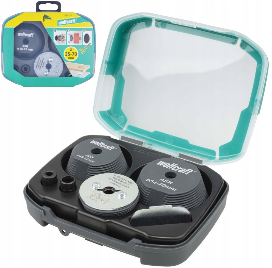 

Wolfcraft Zestaw adapterów do otworów 3szt 35-70mm