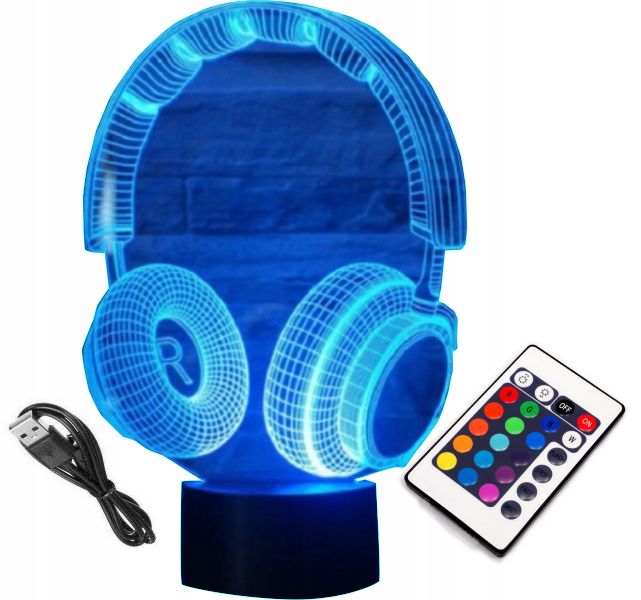 

Lampka 3D Led Słuchawki Dj Rgb