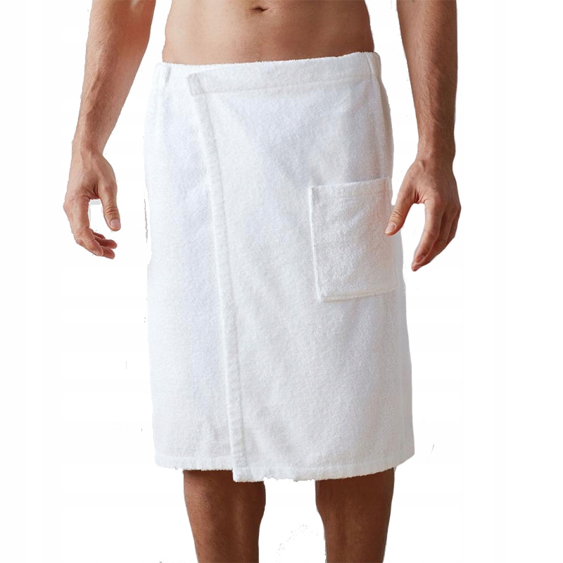 RĘCZNIK KĄPIELOWY MĘSKI KILT DO SIŁOWNI SAUNY NA RZEP SPA Z GUMKĄ BIAŁY L Kod producenta RBRB01_03