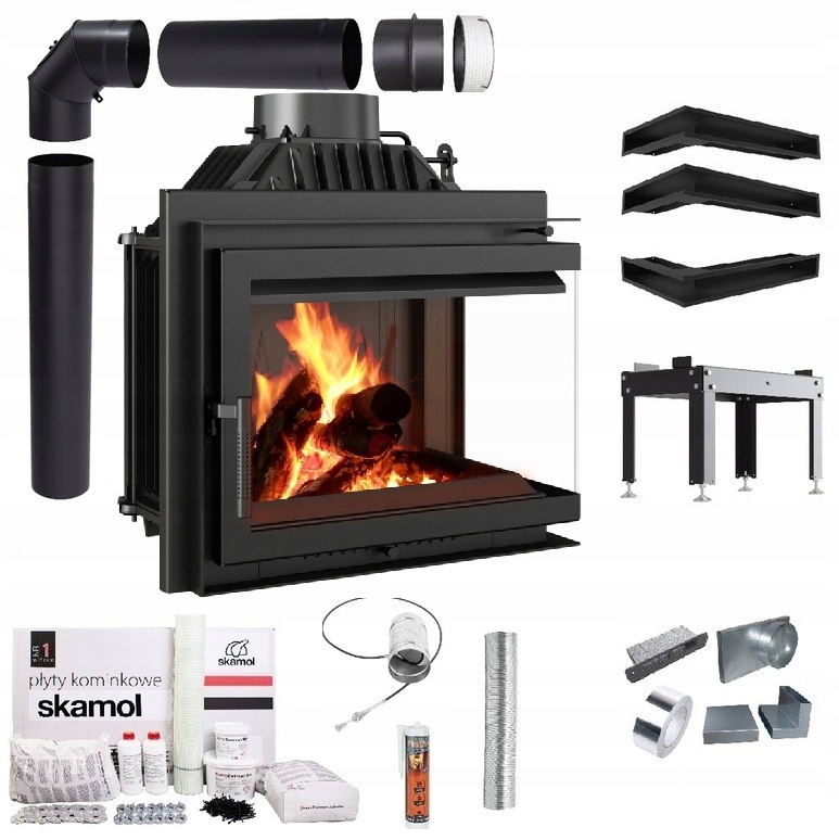 Krbová Rohová Krbová Vložka Simple 8 Pravá Eko Sada Trubky Lufty Desky