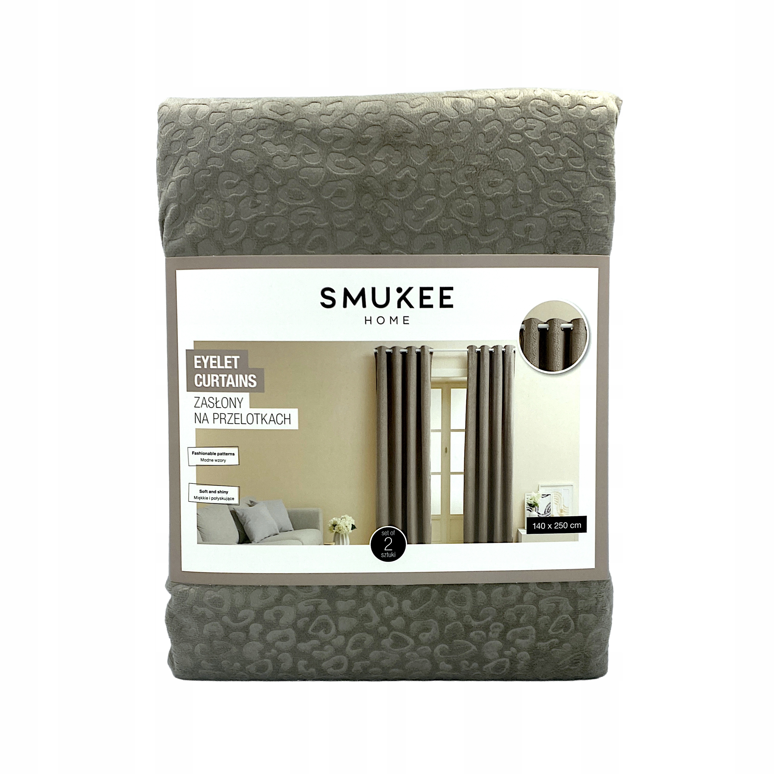 Sametové závěsy oka očky a kroužky, Smukee 140x250, béžové, 252