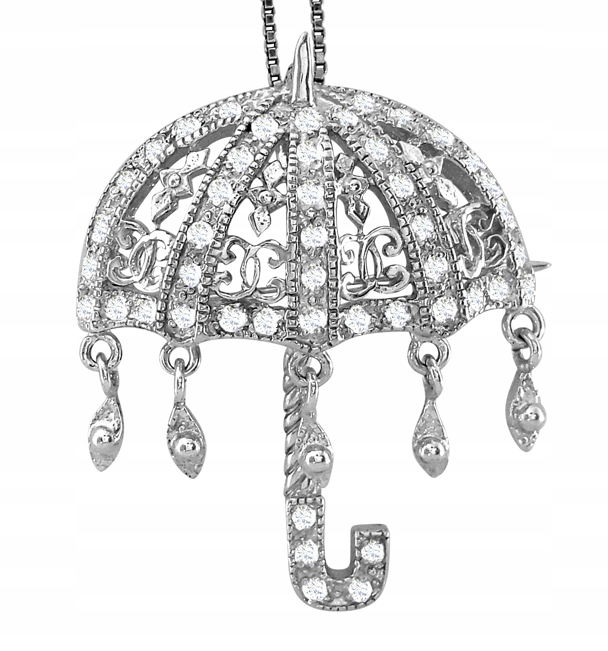 Ažurová Brož Přívěsek Deštník Stříbro 925 Indie