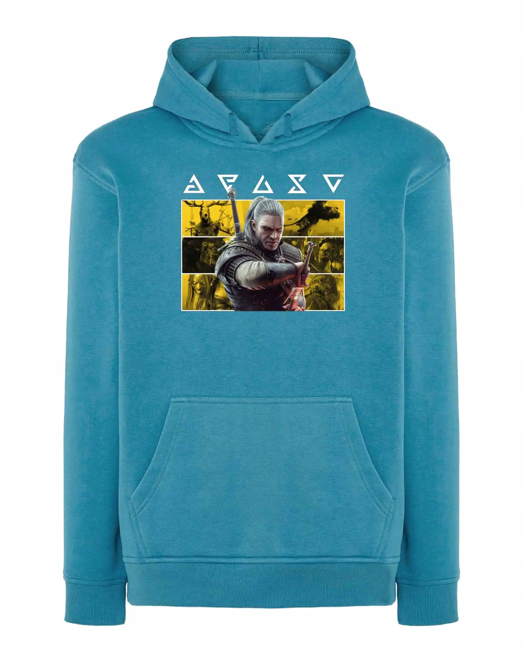 Mikina s kapucí Personalizovaný lovec monster Dva meče Modrá XXL