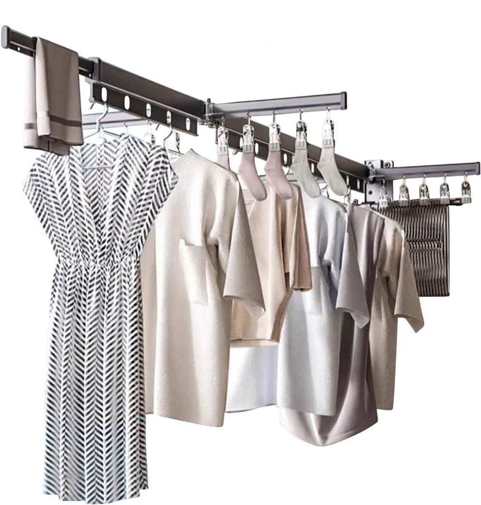 Sušák na zeď Skládací Balkon Výsuvný 20 klipů na prádlo Klipsy