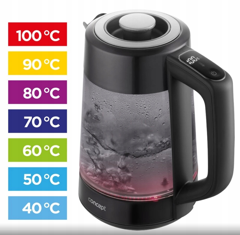 Rychlovarná konvice Concept RK4195 2200 W 1,7 l stříbrná/šedá