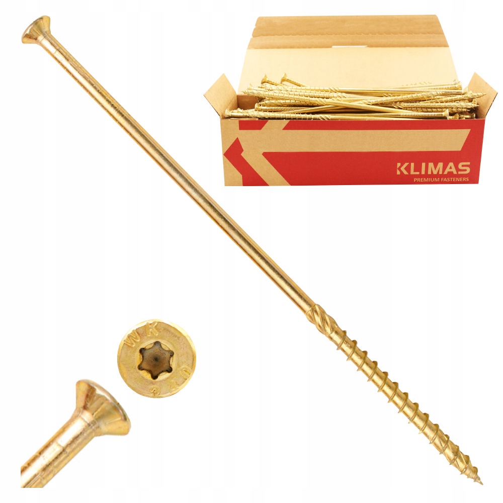 Tesařské Vruty Do Dřeva 8x340 Kuželové Torx 50 ks Klimas WKCS-08340