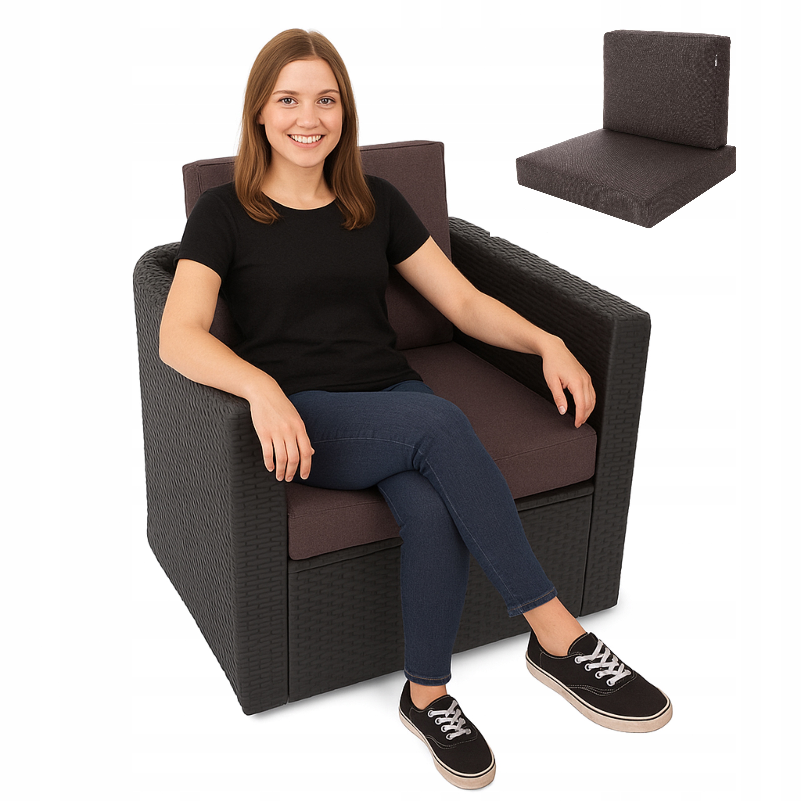 Záhradný vankúš na stoličku technorattan 60x55 cm terasa kreslo balkón