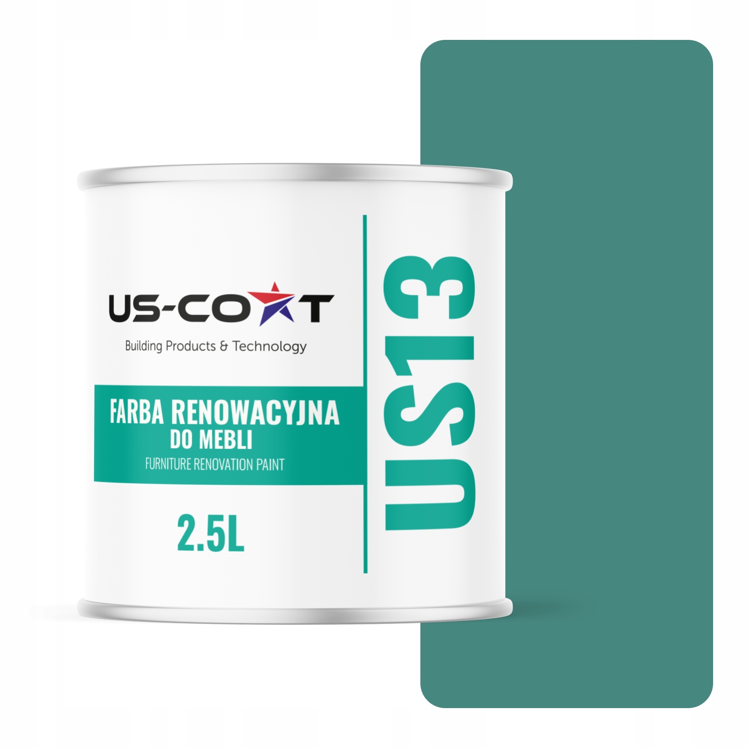 Farba Na Kuchynský Nábytok, Predné Časti Skriniek, Tyrkysová, Mätová, RAL6033, Saténová, 2,5 L